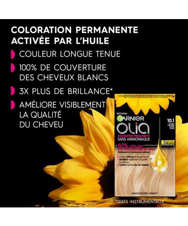 Garnier Permanent Hair Color - Ammonia Free - With Natural Flower Oils - Ultra Light Polar Blonde (10.1) - Olia - Buy Online on GoSupps.com