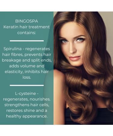Keratin Hair Treatment for Brittle Hair Damaged Hair and Split Ends with Spirulina and L-Cysteine - 250g BINGOSPA - Buy Online on GoSupps.com