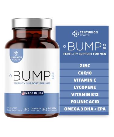Centurion Labs Bump BD Natural Fertility Supplement for Men Male Prenatal Vitamins with Selenium CoQ10 L-Methylfolate Folinic Acid DHA + EPA to Support Hormonal Balance & Motility 30 Caps