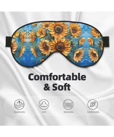 Unisex Sunflower Oil Painting Sleep Mask - Double-Sided Eye Mask for Sound Sleep & Skin Care - Buy Online on GoSupps.com