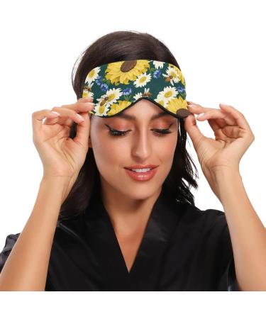 Haskirky Light Blocking Eye Mask for Adults - Adjustable, Breathable, Perfect for Travel, Yoga, and Deep Sleep - Sunflower Animals Design - Buy Online on GoSupps.com