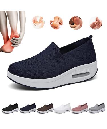 CHIUIN Women's Orthopedic Sneakers Orthopedic Shoes for Women Womens Air Cushion Slip-On Walking Shoes Orthopedic Slip On Shoes for Women with Arch Support 9 Blue 9 Blue