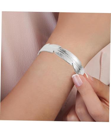 TOPPERFUN leaf cuff bracelet girls bracelet girl bracelets jewelry bracelets charms bracelets charm braclets bangle bracelets Expandable Bangle Bracelet Titanium steel temperament armband 6.5x5cm Steel color - Buy Online on GoSupps.com