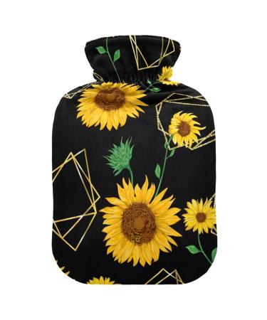 Heat bottles with reference golden sunflowers watercolor heating bags for pain relief children and adults hot water bottle water bag 2 liters