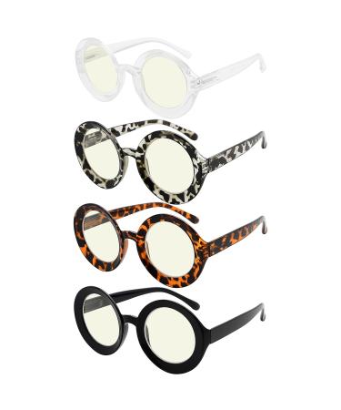 Eyekepper 4 Pack Stylish Reading Glasses - Fashion Round Reading Aid for Women 4 Pieces Mix - Bb40 Lenses 3.0 x