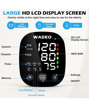 Wadeo Digital Wrist Blood Pressure Monitor - Accurate LCD Portable Monitor with Voice Transmission Heart Rate Tracking & 2x99 Memory for Home & Travel - Buy Online on GoSupps.com