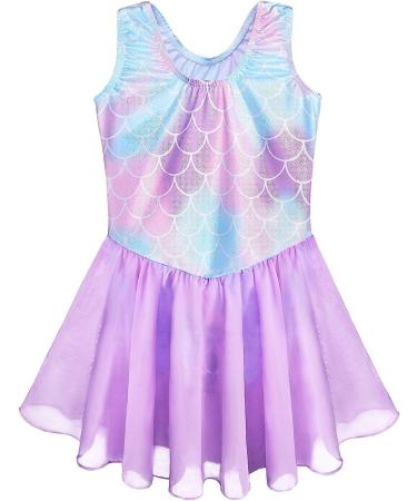 Girls Mermaid Purple Gymnastics Skirted Leotard Dress 4-5 Years | Ballet Tutu Dance Dress for Baby, Toddler, Big Girls - Buy Online on GoSupps.com