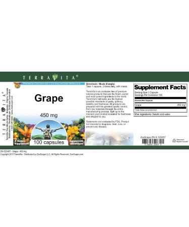 Grape - 450 mg (100 Capsules ZIN: 520457) - Buy Online on GoSupps.com