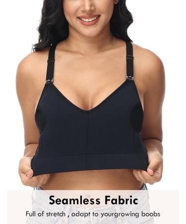 HOFISH Women's Pumping Sports Bra - Padded Medium Support Racerback XL 2pcs Set - Black/Grey+black Deep Blue - High Impact Seamless Athletic Bra - Buy Online on GoSupps.com