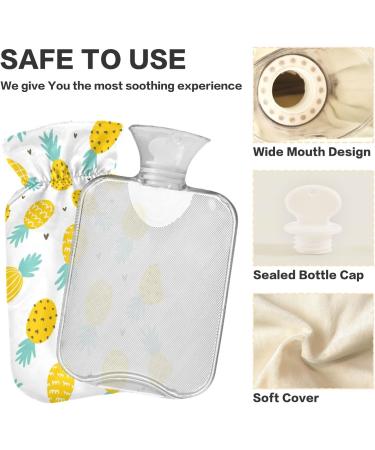 Pineapple Heart Hot Water Bottle with Cover - 1L BPA Free Small Hot Water Bag for Pain Relief & Cramps | Buy Internationally - Buy Online on GoSupps.com