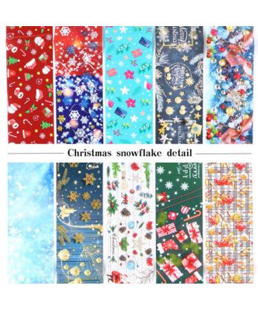 Christmas Nail Stickers -10 Sheets Christmas Nail Foil Transfers Stickers Snowflake Snowmen Santa Christmas Tree Elk Nail Decals DIY Nail Art Tips for Manicure Tips Wraps Nail Manicure Decoration (Blue) - Buy Online on GoSupps.com