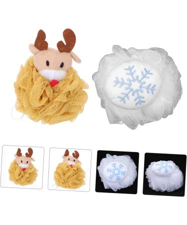 2pcs Bath Ball Shower Puff & Loofah Set | Holiday Bath Scrubber & Back Scrubber | Premium Shower Sponge Pouf - Buy Online on GoSupps.com