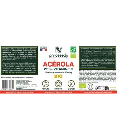 Acerola ORGANIC 25% Natural Vitamin C | 120 950mg Chewable Tablets | Anti-Fatigue Oxidative Stress Immunity | Superior Quality - Buy Online on GoSupps.com