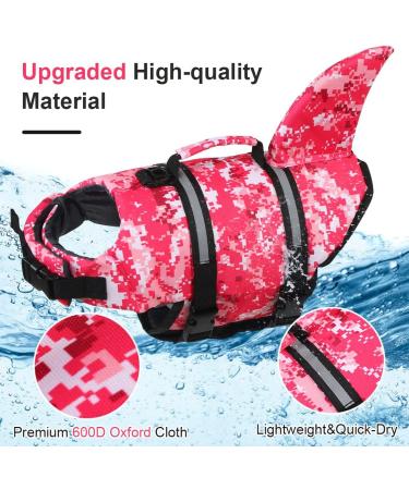 Buy EMUST Shark Dog Life Jacket - Pink Camouflage Vest for Medium Dogs | Safe & Stylish Floating Gear - Buy Online on GoSupps.com