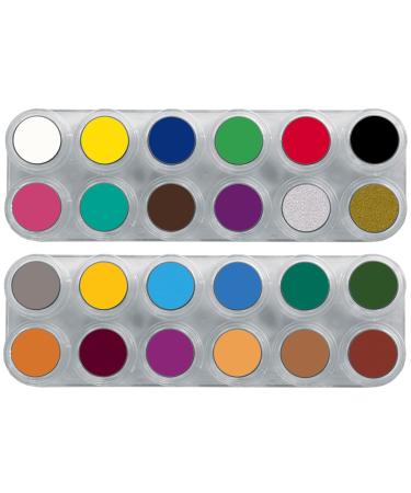 Grima's professional make -up palette water make -up pallet A+B 24x2.5ml high -quality face painting/carnival make -up on water -based multicolored WMUP24 24 pieces - Palette A+B - Buy Online on GoSupps.com