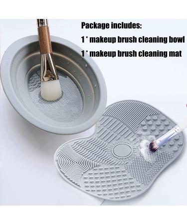 Silicone Makeup Brush Cleaning Mat - Foldable Bowl for Brushes, Sponges & Puffs (Gray) - Buy Online on GoSupps.com