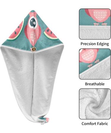 Cute Owl Watermelon Hair Towel 2 Pack - Super Absorbent Quick Dry Hair Turbans for Women & Girls - Buy Online on GoSupps.com