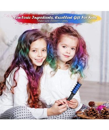 Hair Chalk Combs Kit for Kids - Non-Toxic Temporary Hair Color Cream Set with Gloves and Shawl - Easter and Cosplay DIY - 6 Colors - Buy Online on GoSupps.com