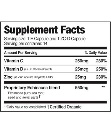 EZC Pak 5-Day Immune System Booster with Echinacea Vitamin C Zinc & Vitamin D - Tapered Immune Support Supplement for Adults - Supports Immunity Easy Travel-Size Supplement Pack - (Pack of 2) 1 Count (Pack of 2) - Buy Online on GoSupps.com