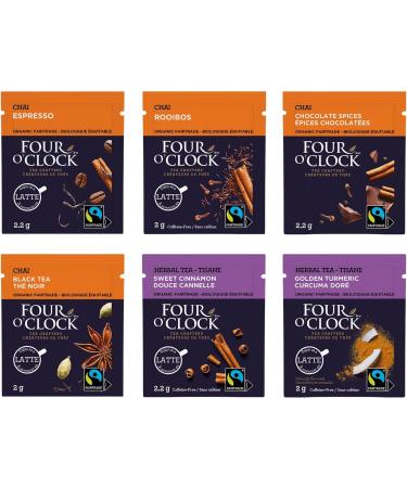 Four O'Clock Latte Variety Pack Non-Gmo Kosher Gluten-Free 6 Pack of 16 Teabags Each - Buy Online on GoSupps.com