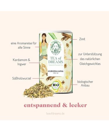 Tea of Dreams Organic Yoga Tea "Ayurveda Kapha" | with cardamom ginger licorice root | Loose Leaf Tea | 70 g - Buy Online on GoSupps.com