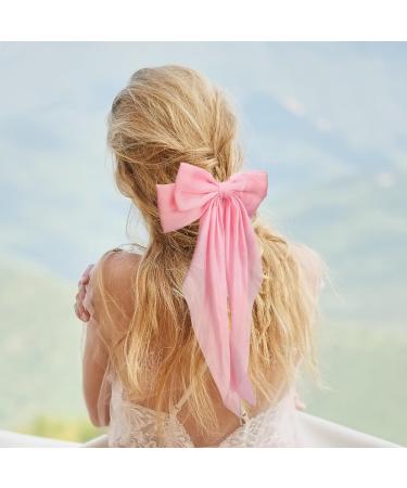 Large Hair Bows for Women 3 PCS Silky Satin Ribbon Bow Hair Clips Oversized Soft Long Tail Vintage Hair Slides Barrettes with Metal Clips Big Elegant Princess Bowknot Hair Accessories Gift for Girls Red & Pink & Rose Pink - Buy Online on GoSupps.com