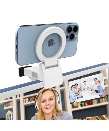Capstone Continuity Camera Mount for Desktop Monitors with a Flat Back | 30 Degree Tilt for Desk View | Connects via MagSafe | for iPhone 12, 13 & 14 | for iOS 16 + Mac OS Ventura or Later For Desktops