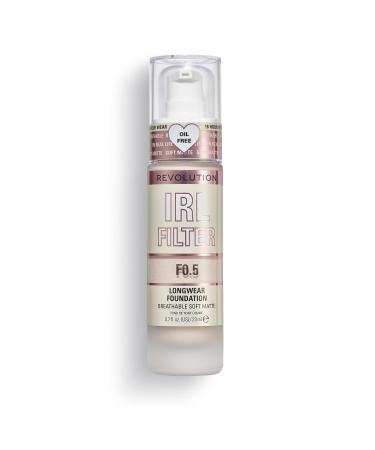 Makeup Revolution IRL Filter Longwear Foundation Medium to Full Coverage Matte Finish 16 Hour Wear F0.5 Fair Skin Tones 23ml F0.5 23 ml (Pack of 1)