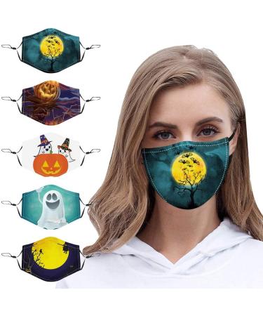 ZLUU 5PCS Halloween Adults Protective Face Mask Personalized Patterns Face Cover Safe Skin Friendly Face Sheild Washable Reusable Adult Halloween Cartoon Digital Printing Outdoor Dust-Proof Protective Mask - Buy Online on GoSupps.com