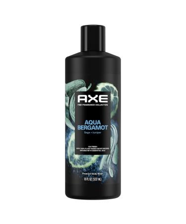 AXE Fine Fragrance Collection Body Wash For Men Aqua Bergamot 12h Refreshing Scent Shower Gel Infused with Bergamot Sage and Juniper Essential Oils 18 oz