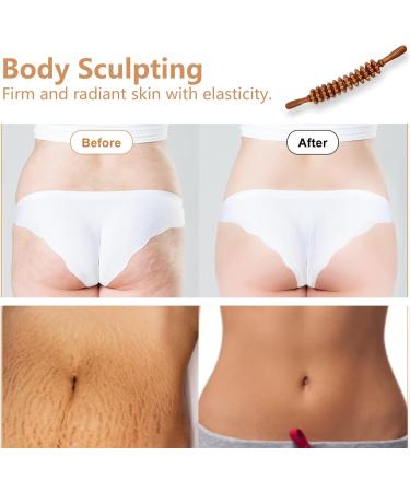 Anti-Cellulite Massage Roller & Thigh Maderotherapy Set - 47 cm Wood Roller & Bonus Massage Stick for Targeted Cellulite Treatment - Buy Online on GoSupps.com