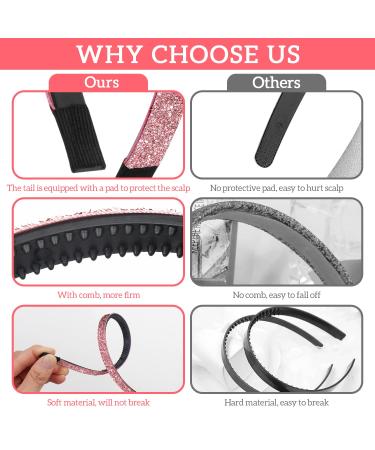 Yonoy Sparkle Plastic Headbands - 15 Glittery Colors - Fashionable No Slip Hair Accessories for Girls - Buy Online on GoSupps.com