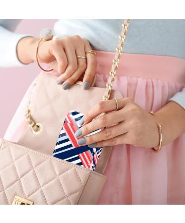 Travel Lipstick Organizer Case - Portable Makeup Bag with Mirror - Blue & Red Stripes - Ideal for International Shipping - Buy Online on GoSupps.com