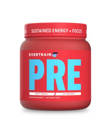 EVERTRAIN PRE - Premium Clean Pre Workout Powder with Natural Flavors and Colors - Strength, Energy, and Muscle Building Supplement, 25 Servings (Fruit Punch)