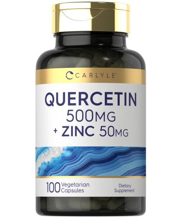 Carlyle Quercetin 500mg Capsules | with 50mg Zinc | 100 Count | Non-GMO and Gluten Free Supplement