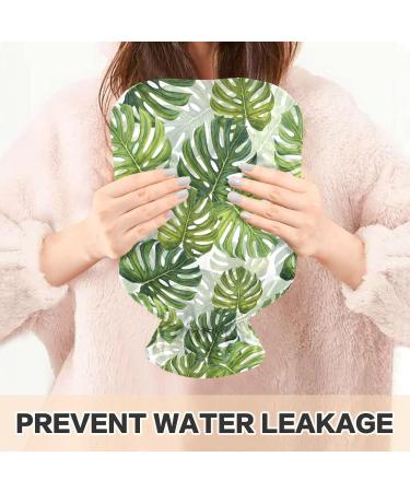 Hot Water Bottle 2L with Tropical Green Leaves Cover - Pain Relief & Winter Warmer for Hands & Feet - Buy Online on GoSupps.com