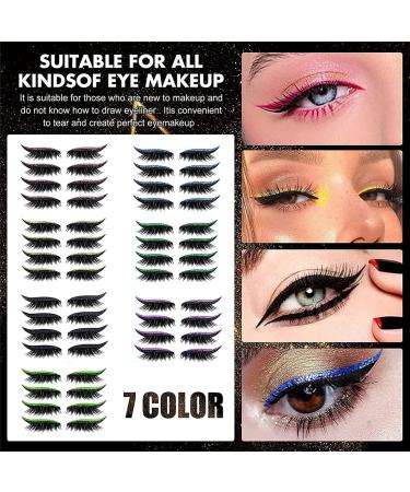 Reusable Eyeliner & Eyelash Stickers - 7 Color Options - Waterproof & Easy to Wear - 14 Pairs | Pack of 1 - Buy Online on GoSupps.com