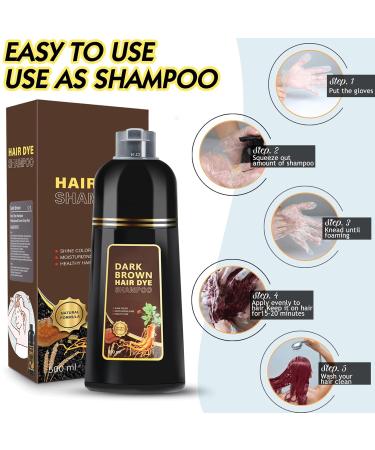 CAJPK 3 in 1 Hair Dye Shampoo - Dark Brown Gray Coverage Herbal Hair Color for Men & Women - 500ml - Buy Online on GoSupps.com