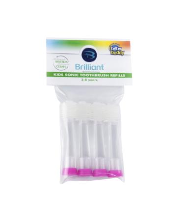 Brilliant Kids Sonic Toothbrush by Baby Buddy - Replacement Heads Pink 4Count