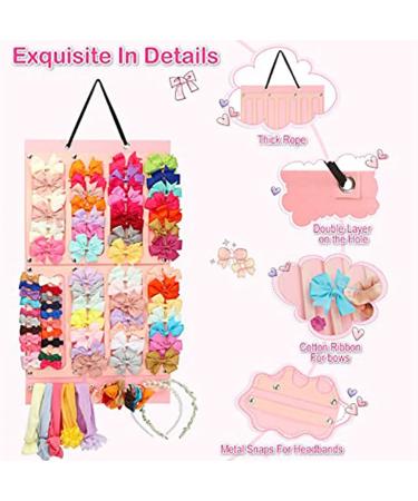 Hair Bow Holder Large Capacity Pink Frequently Used Deformation Prevention Easy Storage Easy to Fold Hair Clips Holder Felt Material for Door (3 Tier) - Buy Online on GoSupps.com