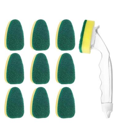 Joyola plaster sponge DISH sponge with handle dish wall sponge flushing brushes with stem kitchen sink cleaning cleaning brush 1 dishwash and 9 replacement head for DISH wall