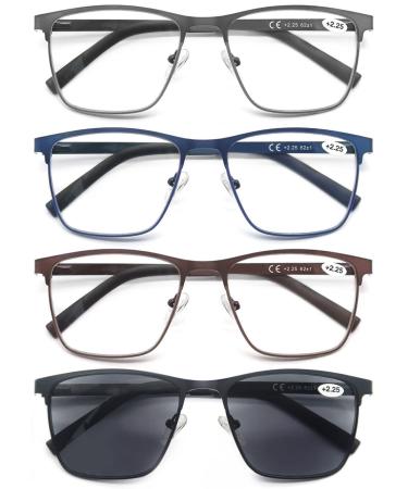 MODFANS 4 Pack Reading Glasses Men Blue Light Filter Metal Frame Rectangle Style Stainless Steel Material +1.50 Color1234 - Buy Online on GoSupps.com