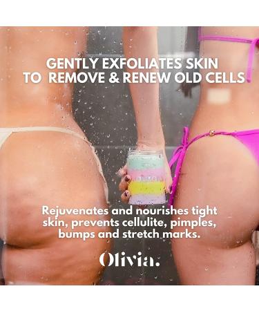 OLIVIA Aurora Rainbow Exfoliating Scrub for Butt, Thighs & Breasts - Handmade Exfoliator for Acne, Cellulite, Stretch Marks & more - Buy Online on GoSupps.com