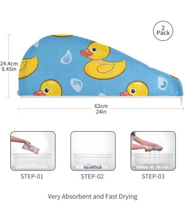 Little Yellow Duck Hair Towel 2 Pack - Super Absorbent Quick Dry Turbans for Women & Girls - Buy Online on GoSupps.com