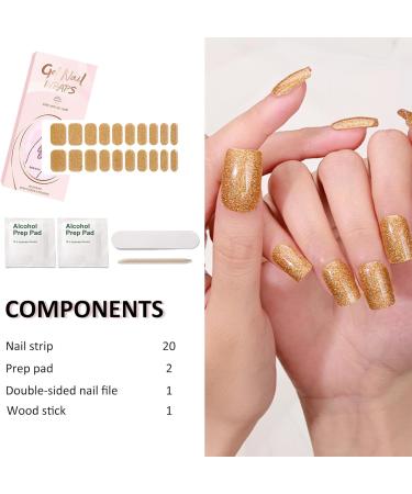 Semi Cured Gel Nail Strips Gel Nail Stickers - 20 Pcs Nail Stickers for Nail Art - Soft Self-Adhesive Gel Nail Wraps Easy Apply & Remove for Salon-Quality Manicure Kit (UV/LED Lamp Required)(BSS-0340) - Buy Online on GoSupps.com