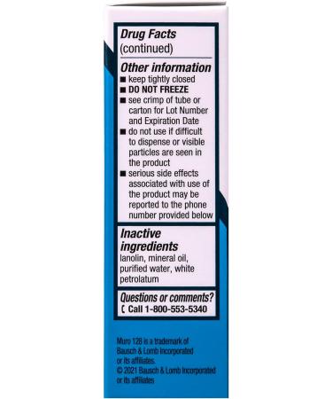 Muro 128 Ointment Temporary Relief of Corneal Edema Eye Care Sodium Chloride Hypertonicity Ophthalmic 5% Ointment 0.25 Oz (Pack of 2) - Buy Online on GoSupps.com