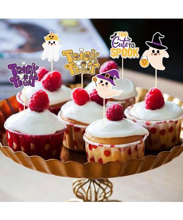 Halloween Cupcake Topper Halloween Baby Shower Cake Picks Little Ghost Too Cute to Spook Trick or Treat Halloween Birthday Party Decorations 24PCS - Buy Online on GoSupps.com