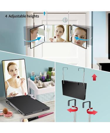 UHdod 3 Way LED Lighted Mirror for Self Hair Cutting - Portable & Adjustable Barber Trifold Mirror - Buy Online on GoSupps.com