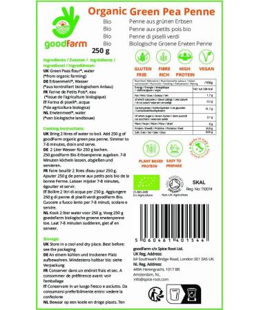 goodFarm Organic Green Pea Penne Pasta 1 kg - High Protein & Fibre Gluten-free Vegan Low calorie - Buy Online on GoSupps.com