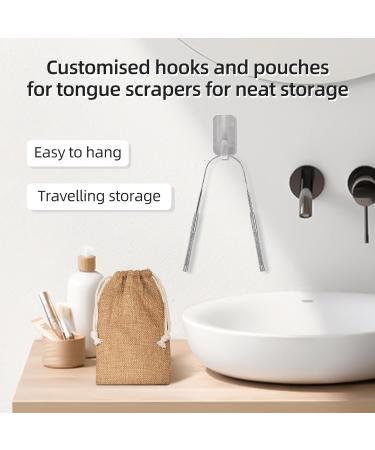Y-Kelin Stainless Steel Tongue Scraper Set - 3PCs with Storage Bag & Hook | Metal U-Shaped Tongue Cleaners for Fresh Breath & Oral Care - Buy Online on GoSupps.com